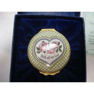 Enamel Box Halcyon Days Valentines Day 1984 Jewelry Trinket lovers Mother's day